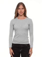 Blusa mujer slim fit luna manga larga color gris jasped · Aritex Colombia