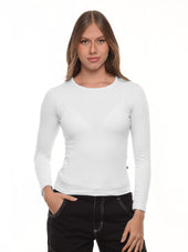 Blusa mujer slim fit luna manga larga color blanco · Aritex Colombia