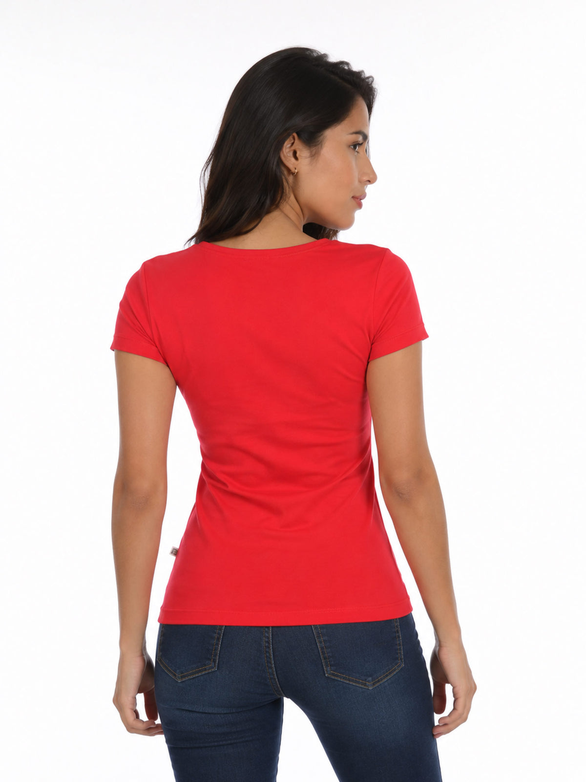 Blusa mujer slim fit sofia manga corta en algodón con elastano, vista 2 · Aritex Colombia