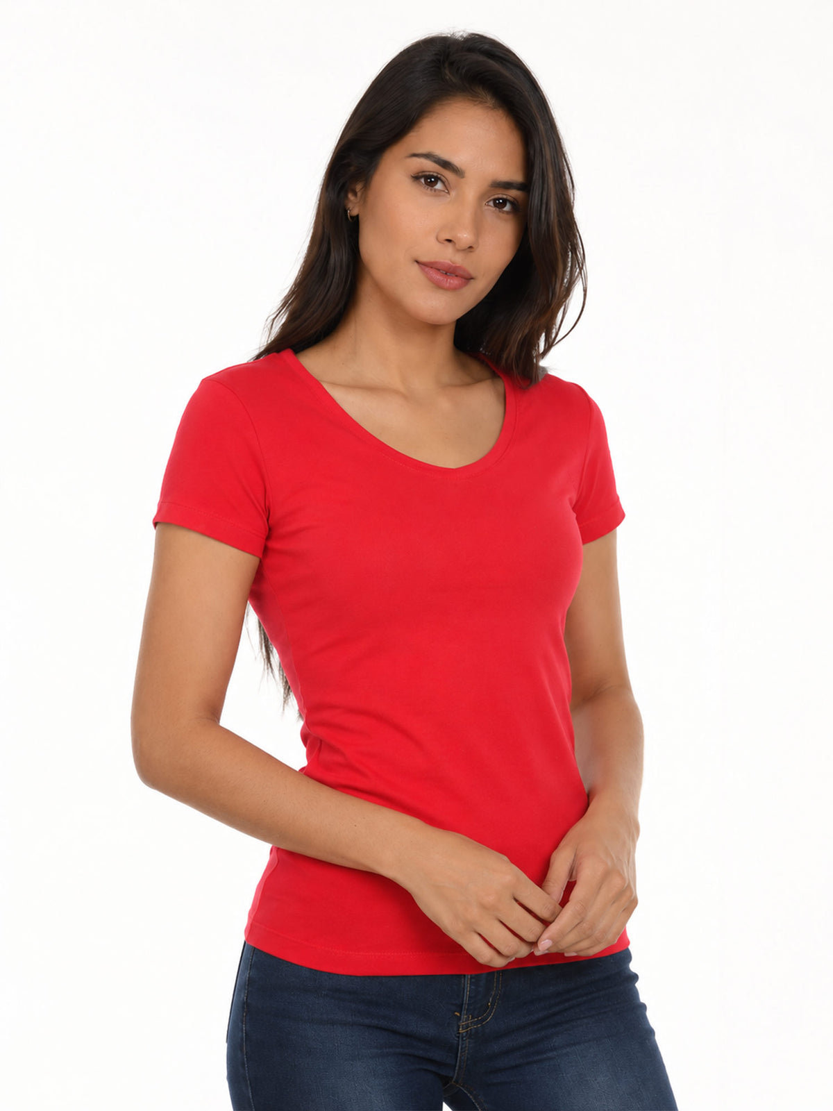 Blusa mujer slim fit sofia manga corta color rojo · Aritex Colombia