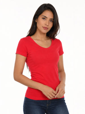 Blusa mujer slim fit sofia manga corta color rojo · Aritex Colombia