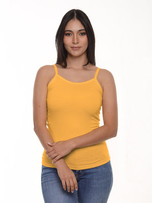 Blusa mujer slim fit tiras tali color mostaza · Aritex Colombia