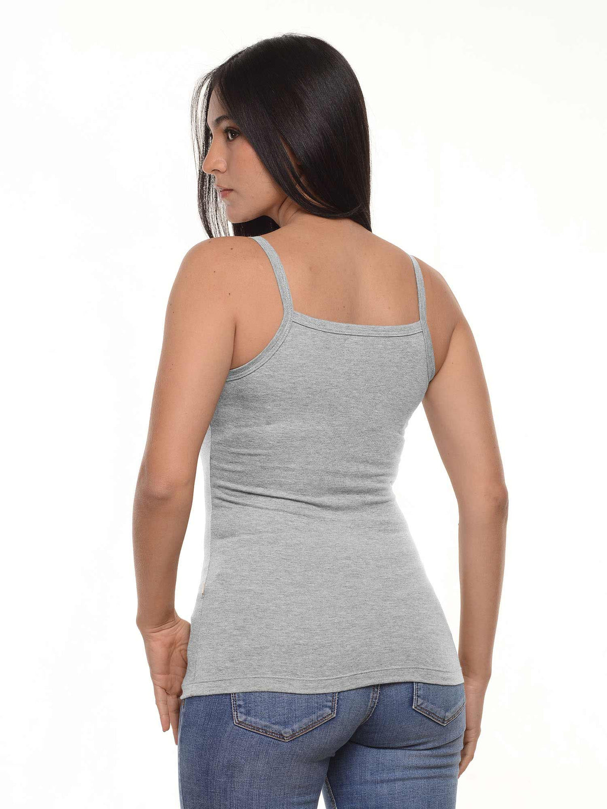 Blusa mujer slim fit tiras tali en algodón con elastano, vista 3 · Aritex Colombia