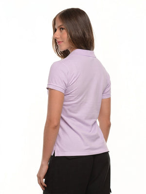 Polo mujer corte clásico rayas color lila, vista 2 · Aritex Colombia