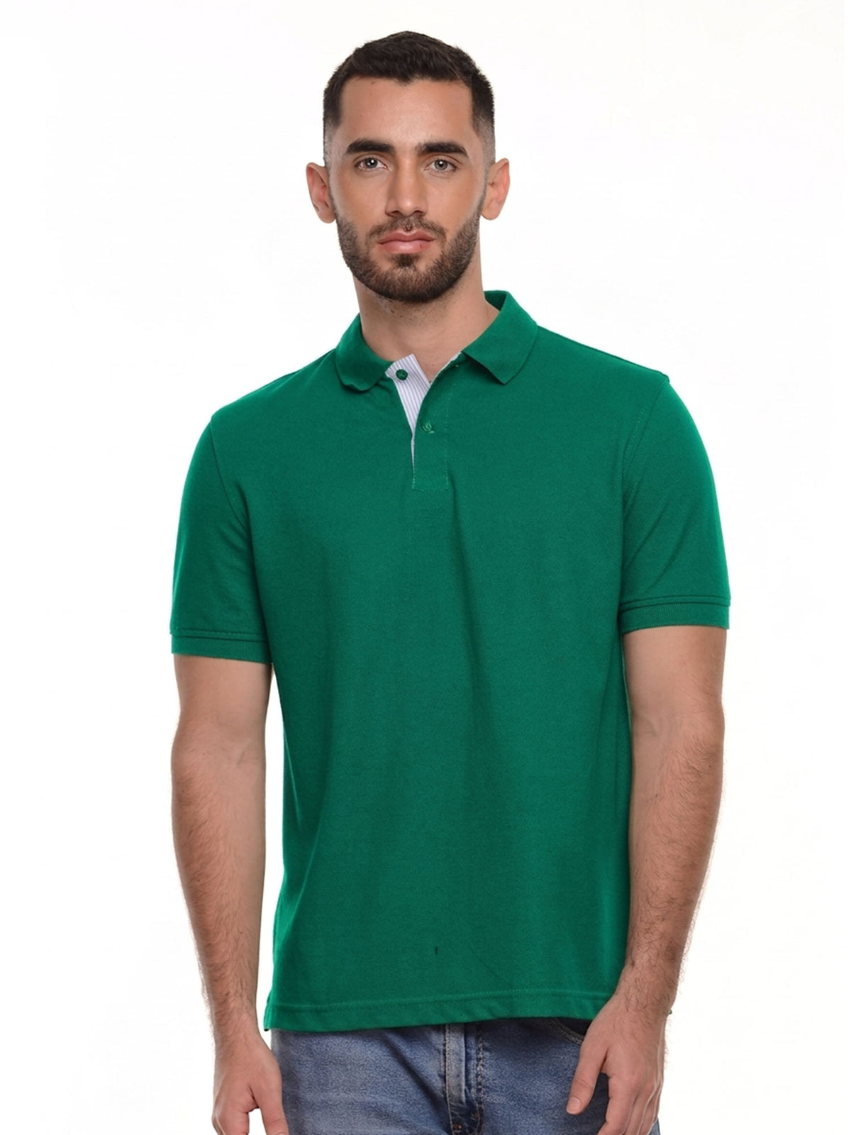 Polo hombre corte clásico rayas color verde esmeralda · Aritex Colombia