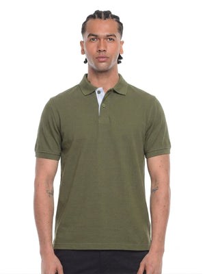 Polo hombre corte clásico rayas color verde militar · Aritex Colombia