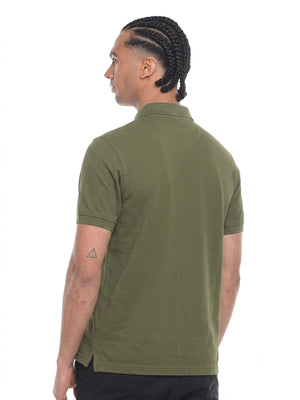 Polo hombre corte clásico rayas color verde militar, vista 2 · Aritex Colombia