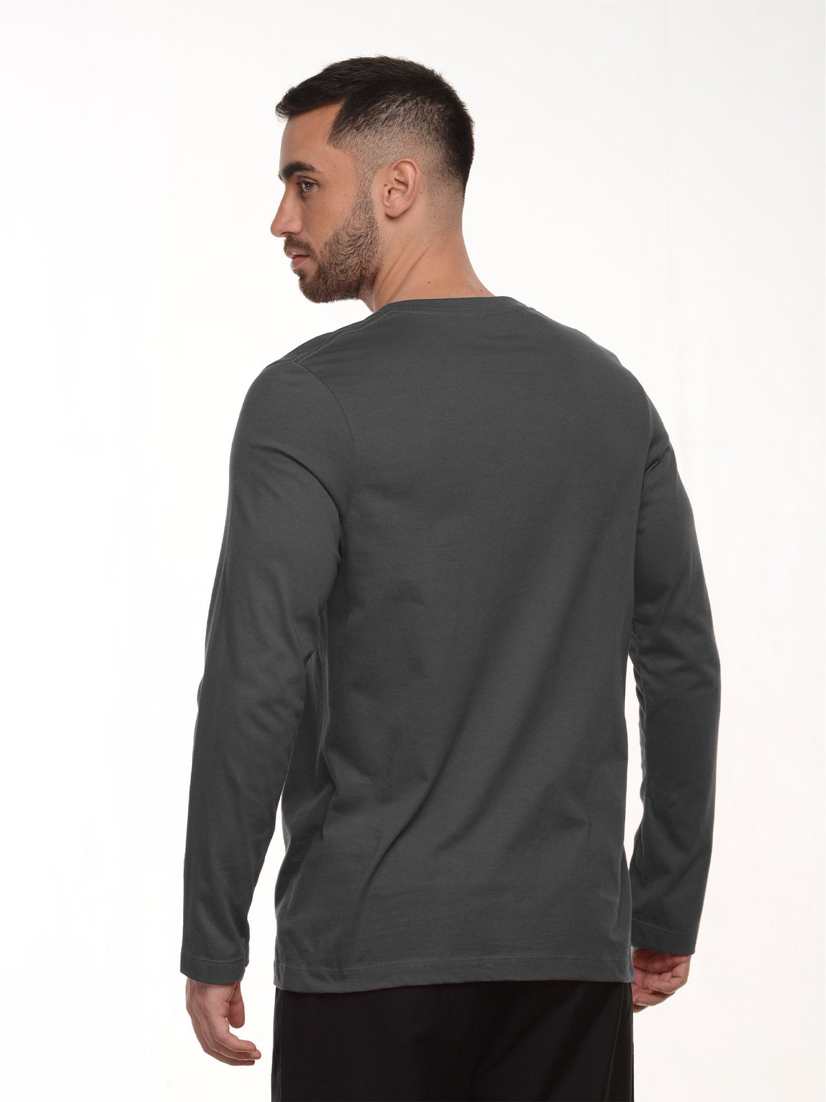 Camiseta hombre manga larga color gris, vista 2 · Aritex Colombia