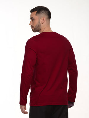 Camiseta hombre manga larga color vinotinto, vista 2 · Aritex Colombia
