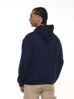 Buzo Unisex con capucha color azul navy, vista 2 · Aritex Colombia