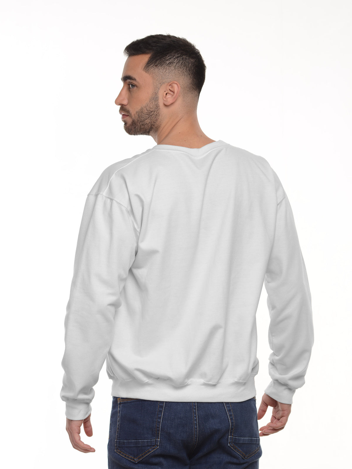 Buzo Unisex cuello redondo color blanco, vista 2 · Aritex Colombia