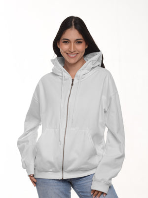 Buzo Unisex con capucha y cierre color blanco · Aritex Colombia