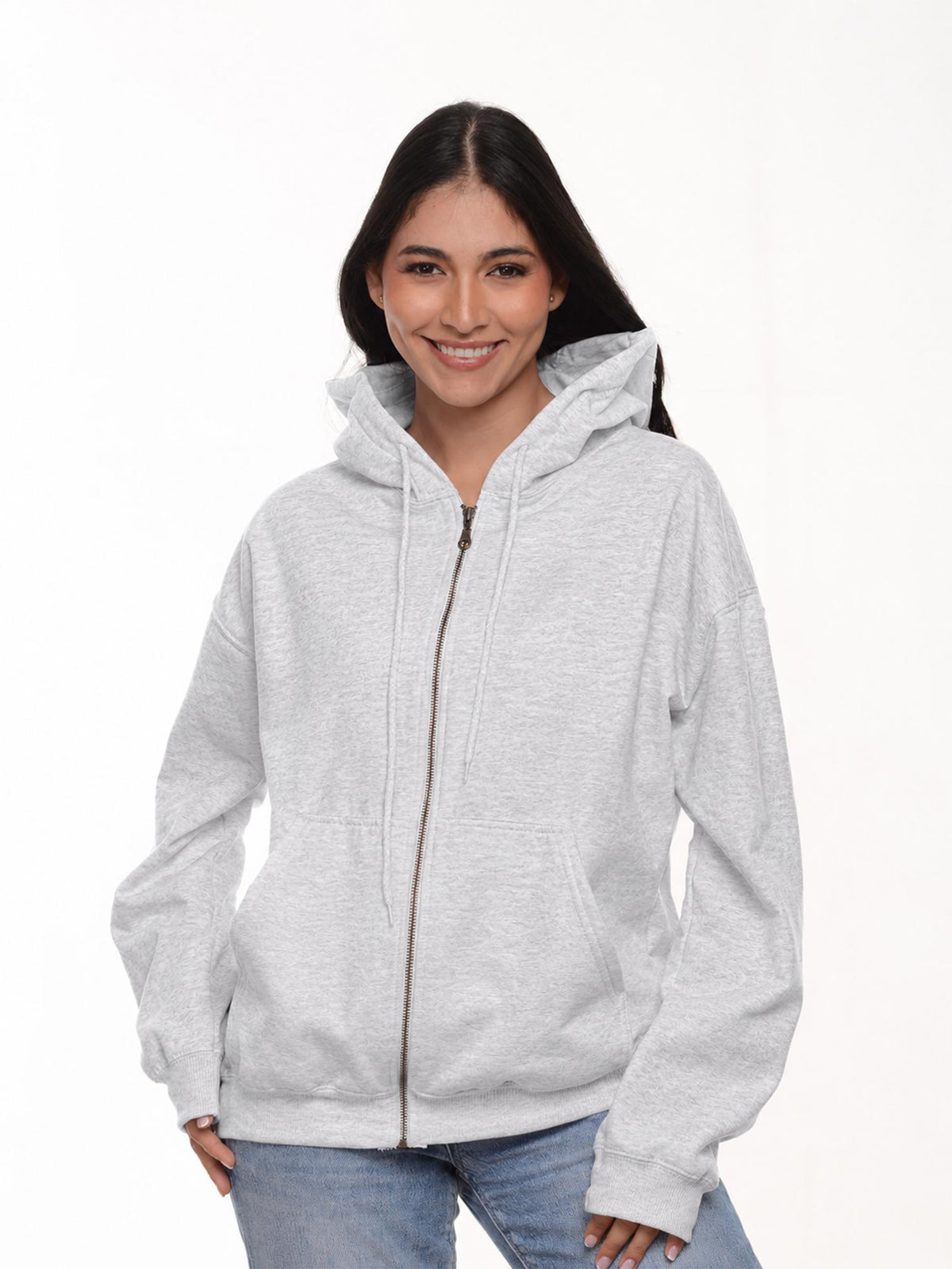 Buzo Unisex con capucha y cierre color jasped claro · Aritex Colombia