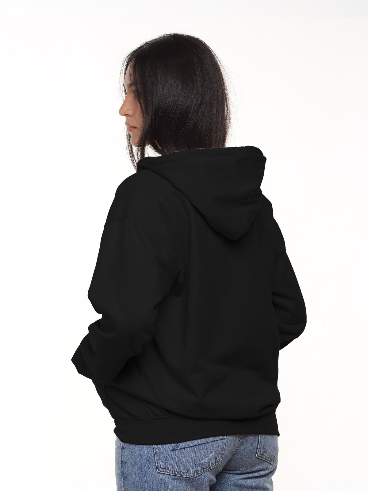 Buzo Unisex con capucha y cierre color negro, vista 2 · Aritex Colombia