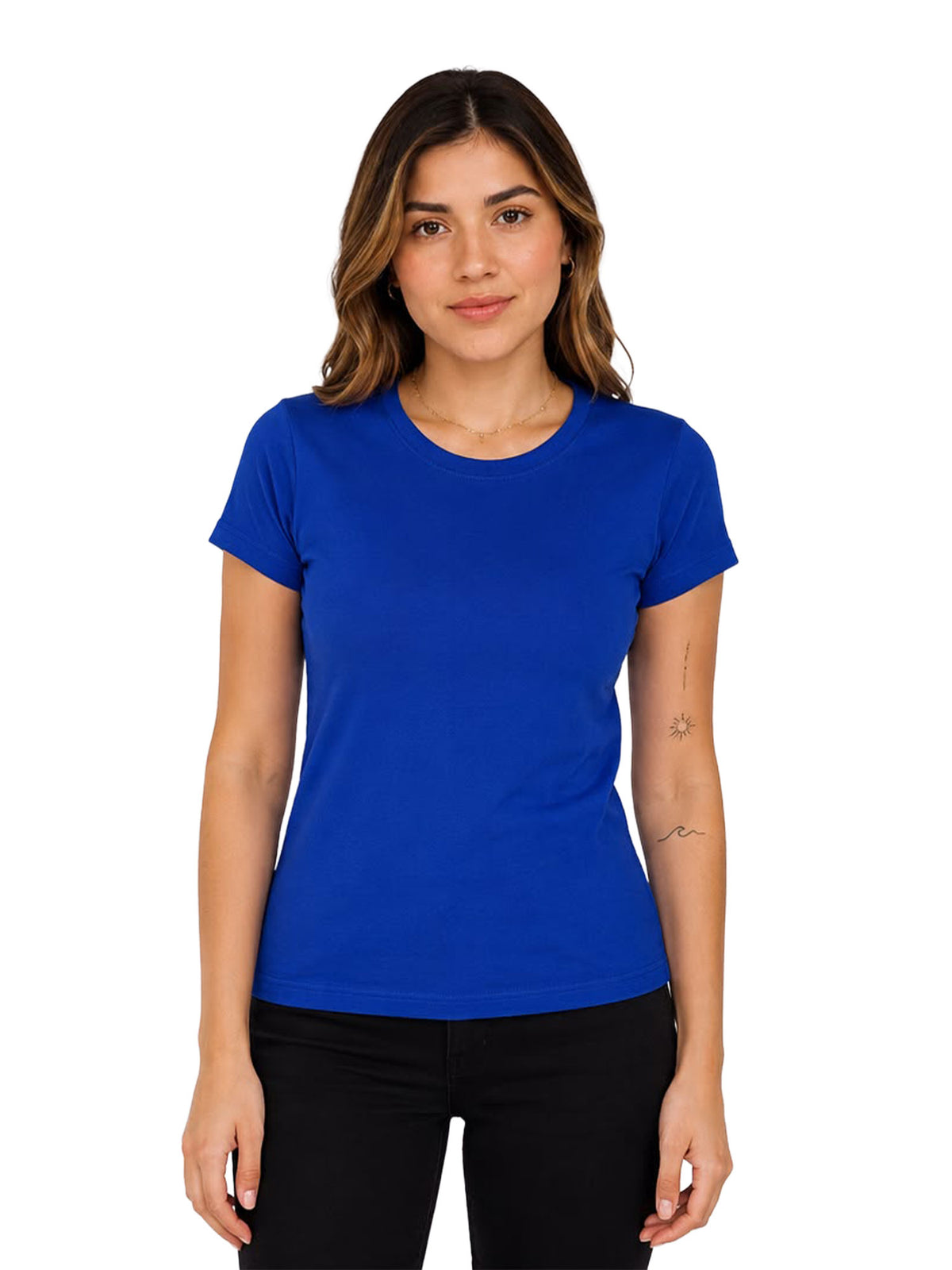 Camiseta mujer slim fit color azul rey · Aritex Colombia
