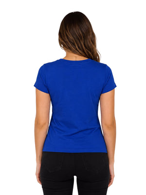Camiseta mujer slim fit color azul rey, vista 2 · Aritex Colombia