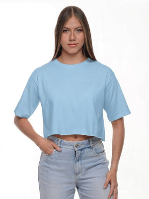 Camiseta mujer Crop oversize color azul cielo · Aritex Colombia