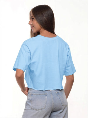 Camiseta mujer Crop oversize color azul cielo, vista 2 · Aritex Colombia
