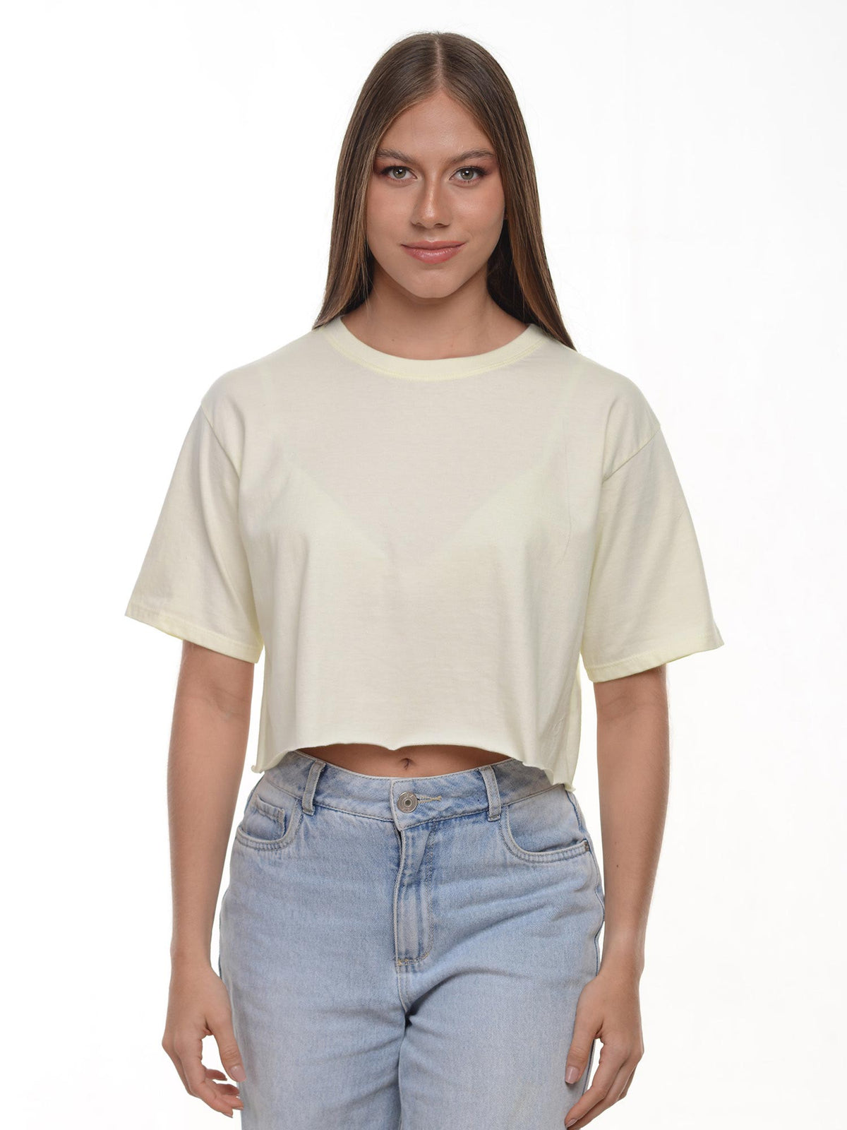 Camiseta mujer Crop oversize color vainilla · Aritex Colombia