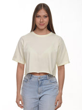 Camiseta mujer Crop oversize color vainilla · Aritex Colombia