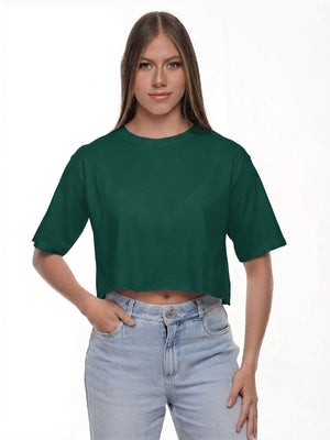 Camiseta mujer Crop oversize color verde botella · Aritex Colombia
