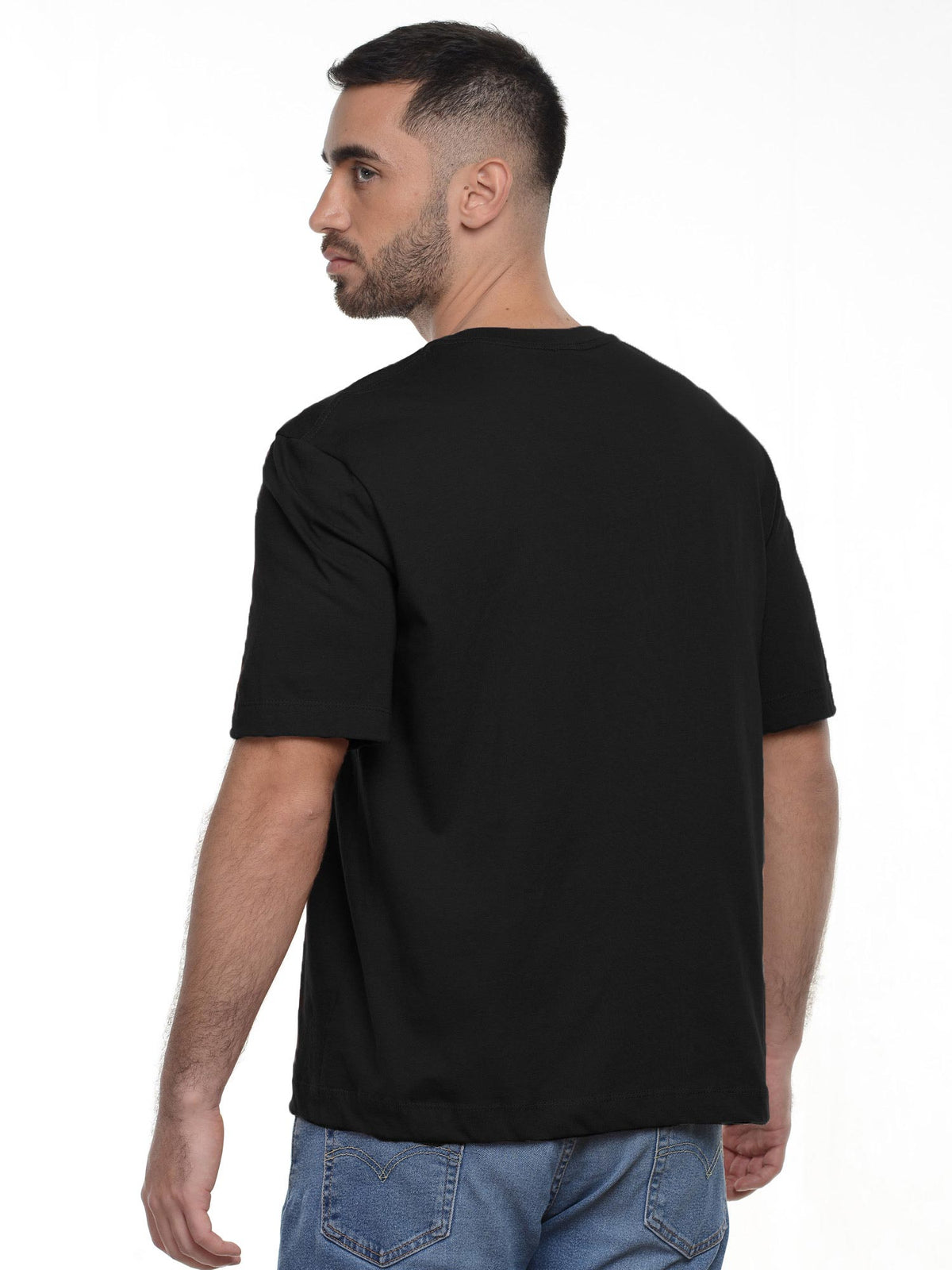 Camiseta hombre regular fit 230g color negro, vista 2 · Aritex Colombia