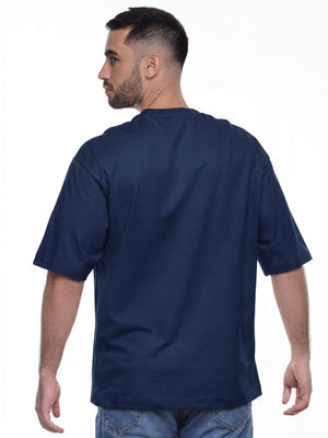 Camiseta hombre oversize 230g color azul navy, vista 2 · Aritex Colombia