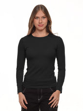 Blusa mujer slim fit luna manga larga color negro · Aritex Colombia