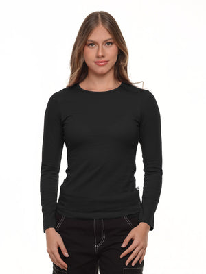 Blusa mujer slim fit luna manga larga color negro · Aritex Colombia