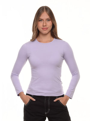Blusa mujer slim fit luna manga larga color lila · Aritex Colombia