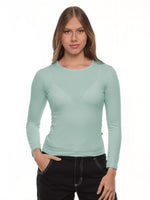 Blusa mujer slim fit luna manga larga color verde invierno · Aritex Colombia
