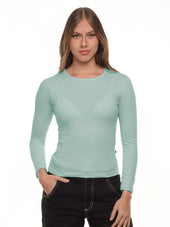 Blusa mujer slim fit luna manga larga color verde invierno · Aritex Colombia