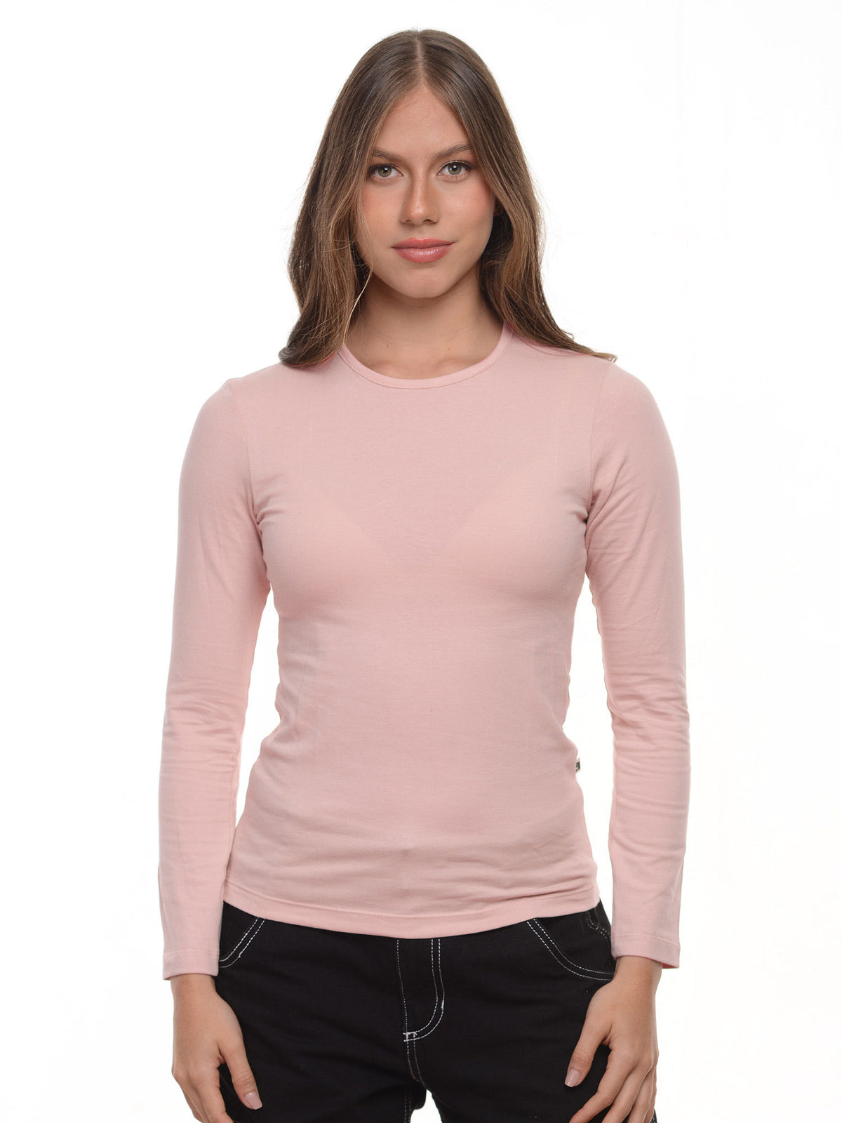 Blusa mujer slim fit luna manga larga color palo de rosa · Aritex Colombia