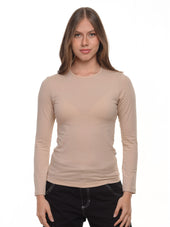 Blusa mujer slim fit luna manga larga color nude · Aritex Colombia