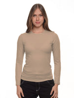 Blusa mujer slim fit luna manga larga color capuchino · Aritex Colombia
