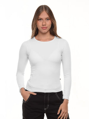 Blusa mujer slim fit luna manga larga color blanco · Aritex Colombia