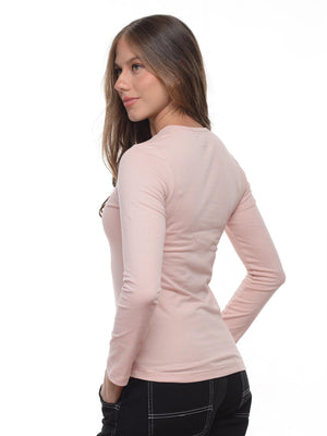 Blusa mujer slim fit luna manga larga en algodón con elastano, vista 1 · Aritex Colombia
