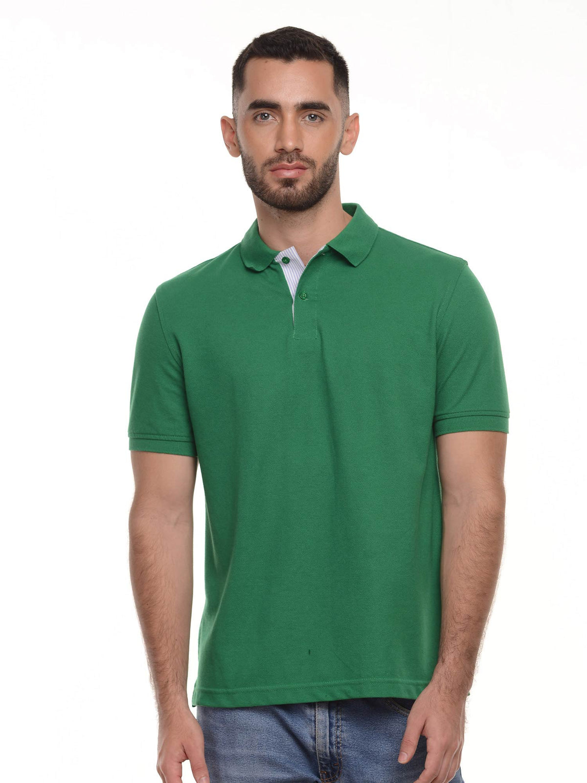 Polo hombre corte clásico rayas color verde cali · Aritex Colombia