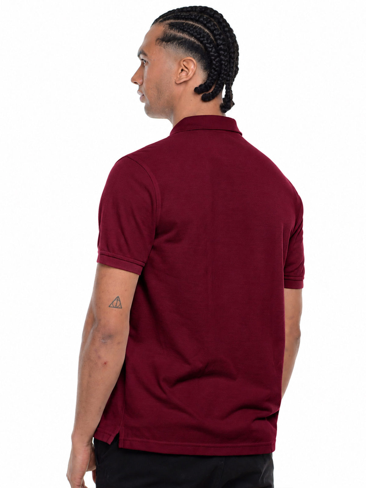 Polo hombre corte clásico rayas color vinotinto, vista 2 · Aritex Colombia