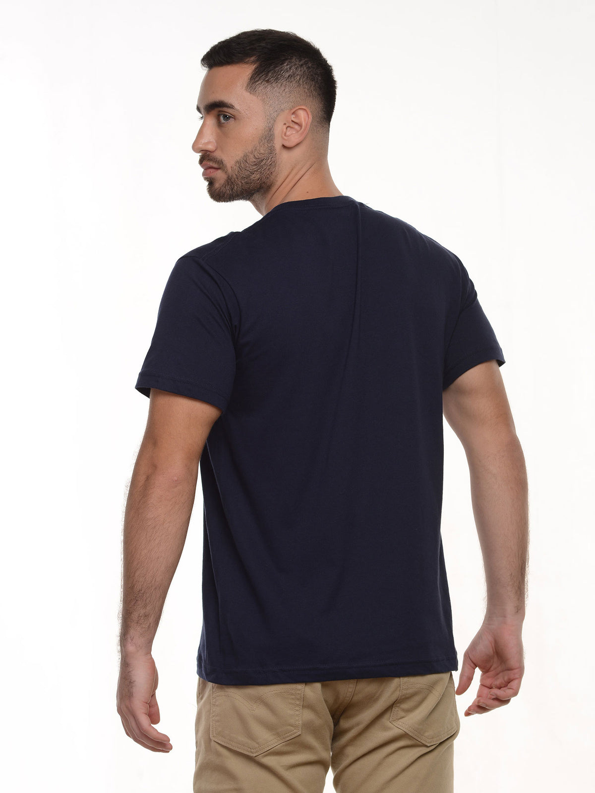Camiseta hombre básica fit natural color azul navy, vista 2 · Aritex Colombia