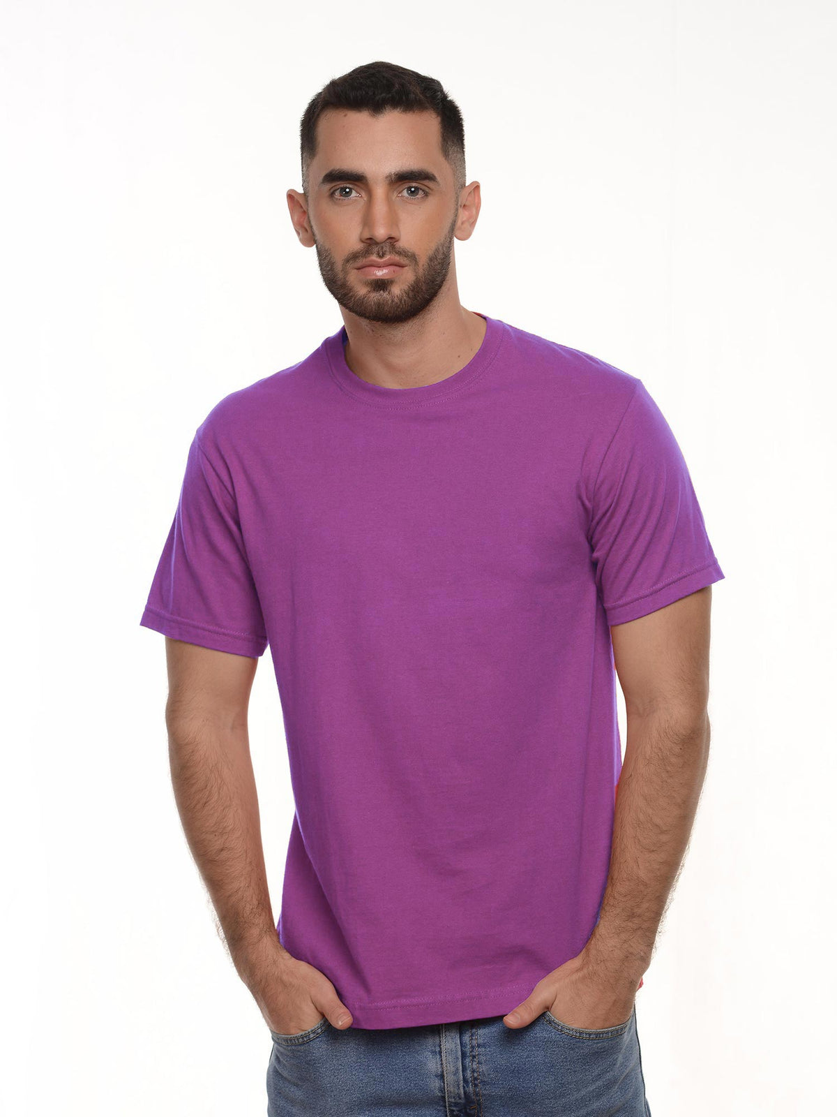 Camiseta hombre básica fit natural color morado · Aritex Colombia