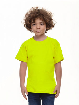 Camiseta niño básica fit natural color amarillo neon · Aritex Colombia
