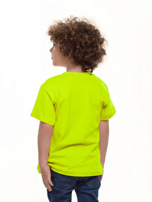 Camiseta niño básica fit natural color amarillo neon, vista 2 · Aritex Colombia