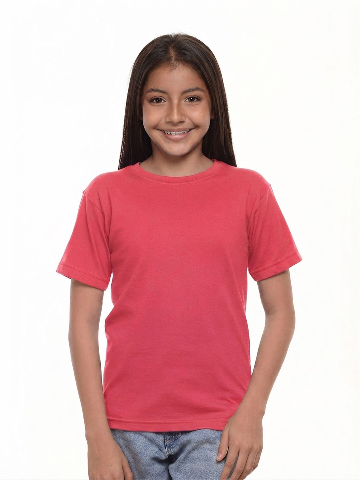 Camiseta niño básica fit natural color rosa neon · Aritex Colombia