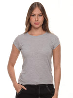 Camiseta mujer slim fit cuello redondo color gris jasped · Aritex Colombia