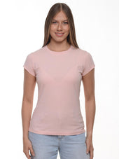 Camiseta mujer slim fit cuello redondo color rosa amaranto · Aritex Colombia