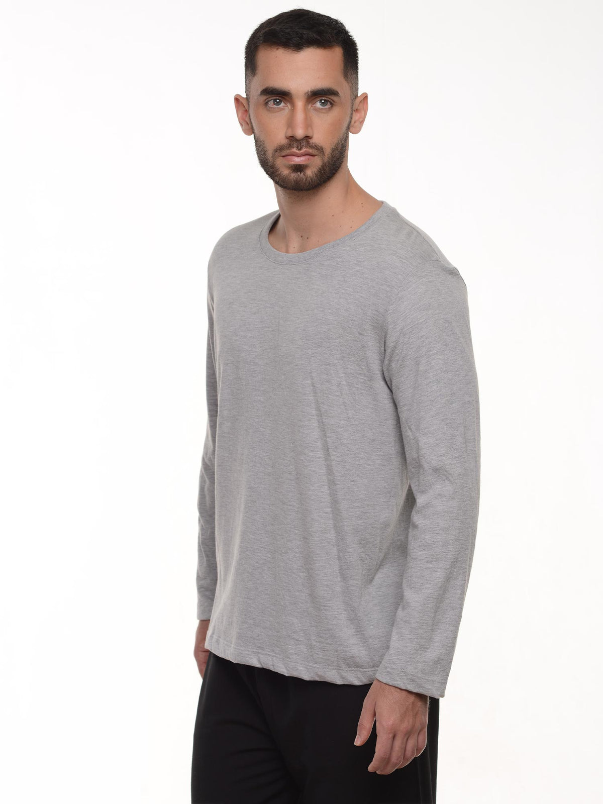 Camiseta hombre manga larga color gris jasped, vista 2 · Aritex Colombia