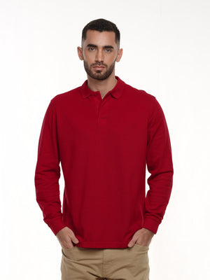 Polo hombre corte clásico manga larga color rojo · Aritex Colombia