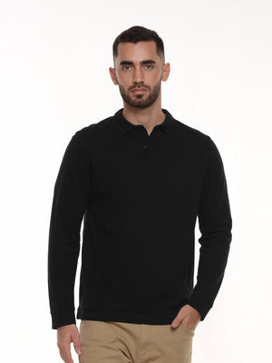Polo hombre corte clásico manga larga color negro · Aritex Colombia