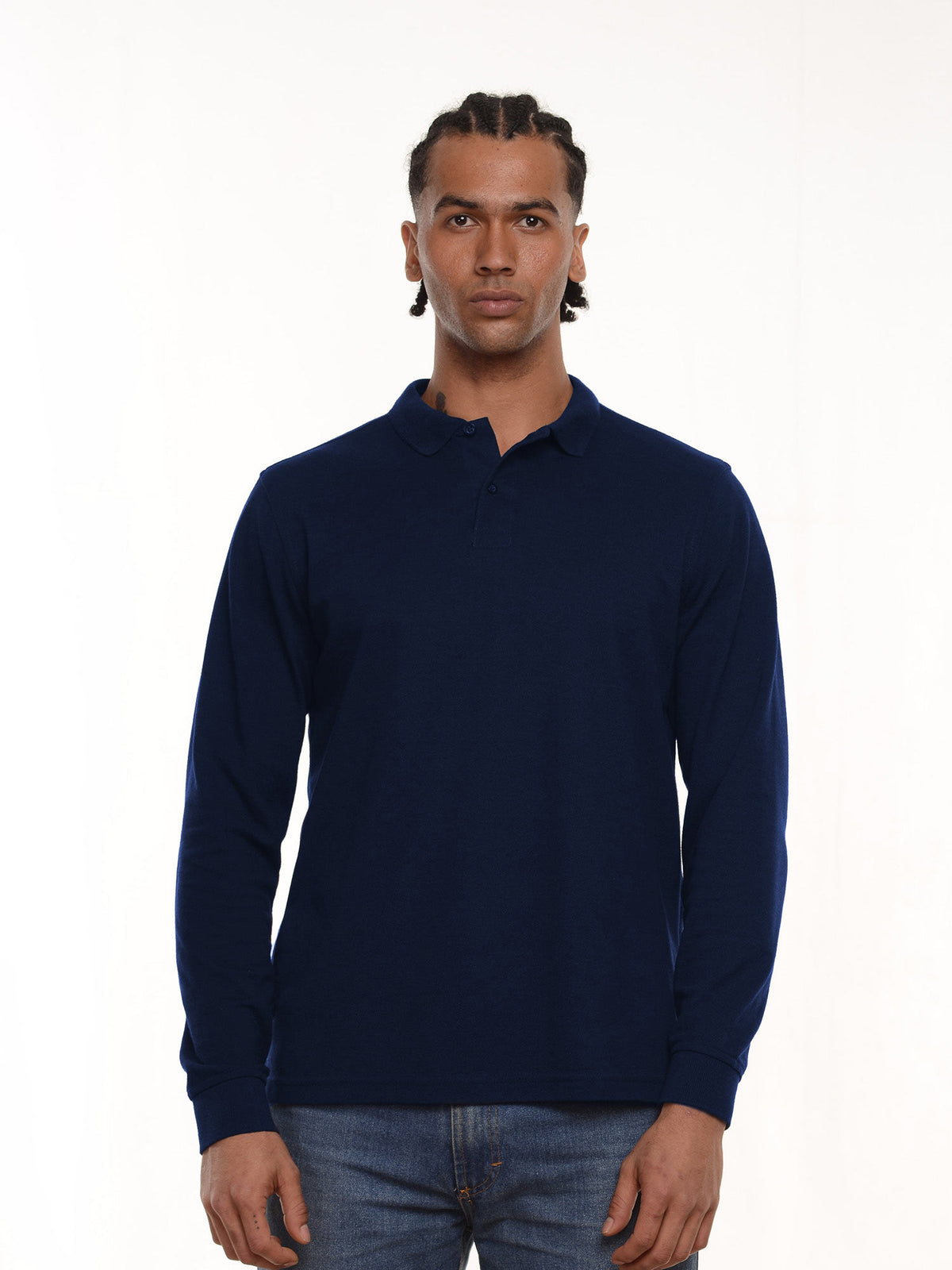 Polo hombre corte clásico manga larga color azul navy · Aritex Colombia